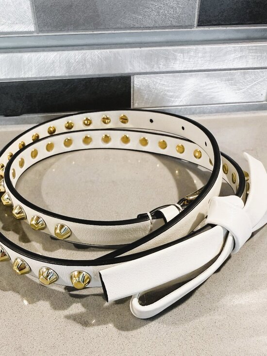 Prada Leather Belt White Gold Studs and Leather Bow Size: XS 70/28 main image 5